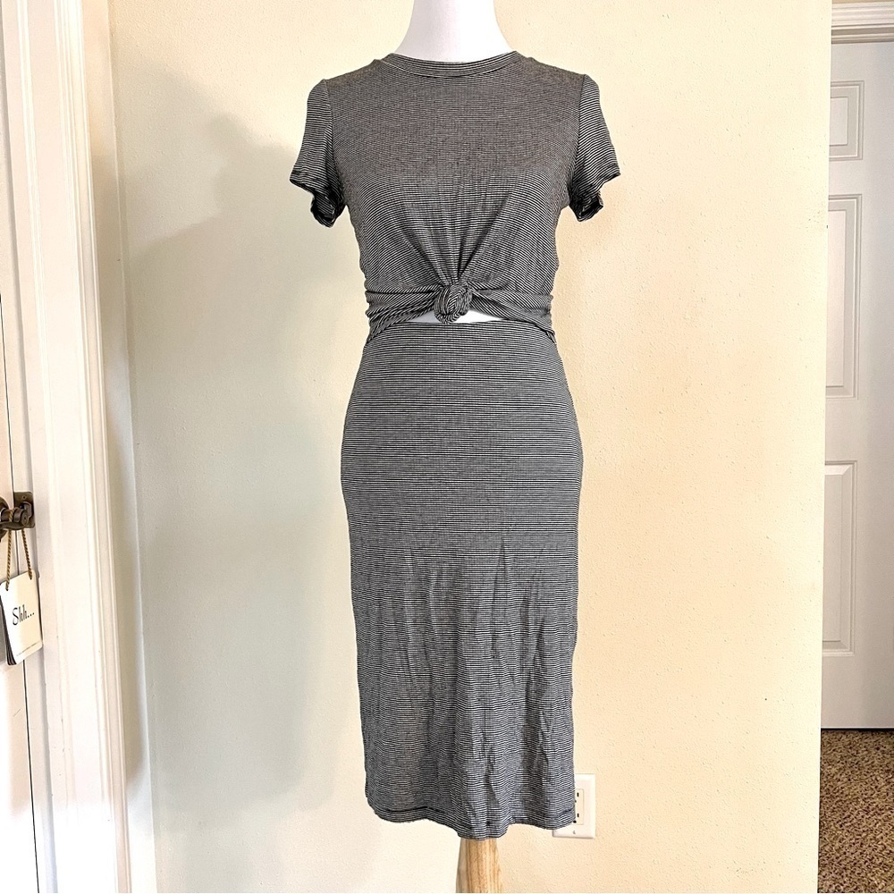 EMORY PARK Micro stripes Midi Tied Front Dress women’s size S